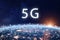 5G mobile internet telecommunication network with high speed wireless data connection technology for smartphones and IoT. Fifth