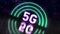 5G mobile network and internet concept symbol. Neon glitch sign. 4k animation