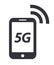 5G mobile phone icon symbol 5th generation wireless speed internet connection