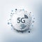 5G Network Label with Icons Representing Various Kind of Devices and Services - High Speed, Broadband Mobile Telecommunication