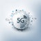 5G Network Label with Icons Representing Various Kind of Devices and Services - High Speed, Broadband Mobile Telecommunication