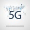 5G Network Label with Wire Mesh, Icons and World Map - High Speed, Broadband Mobile Telecommunication and Wireless Internet Design