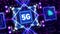 5G Network for mobile internet. Neon interface concept animation