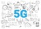 5G network or mobile speed as broadband concept with icons. - Vector
