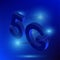 5G sign on the background of the digital style globe. The new standard for internet connectivity. High speed global network on