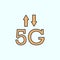 5g, signal, arrows color vector icon, vector illustration