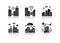 5G smart city drop shadow black glyph icons set. Urban intelligence. Mobile cellular network coverage. Wireless