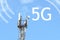 5G smart mobile telephone radio network GSM antenna with copy space. Concept