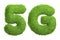 5G symbol depicted with a green grass texture isolated on a white background