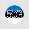 5G technology in Estonia . Circle button icon with flag of Estonia. Vector