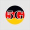 5G technology in Germany . Circle button icon with flag of Germany. Vector