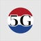 5G technology in Netherlands. Circle button icon with flag of Netherlands. Vector