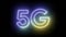 5g text neon light colorful on black isolated background . 3d illustration rendering . 5G mobile network technology background