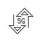 5g upload download speed icon line design. 5g, upload, download, speed, icon, mobile, wireless, technology, vector