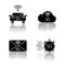 5G wireless technology drop shadow black glyph icons set. Smart vehicle. Fast speed. Cloud computing. Improved messaging