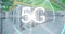 5G written in the middle of a futuristic circles 4k