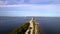 5k aerial Miami Key Biscayne Rickenbacker Causeway over bay