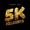 5k gold internet follower number thank you card