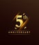 5th anniversary glowing logotype with confetti golden colored isolated on dark background, vector design for greeting card and