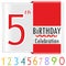 5th birthday, 5 year celebration card with vibrant colors and ribbon