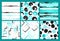 6 Cute different vector seamless patterns. Swirl, circles, brush strokes, squares, abstract geometric shapes. Polka dots