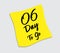 6 day to go sign label vector illustration on yellow papaer sticker, post it note, web icon vector, graphic element design, tag