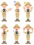 6 different gestures and facial expressions of men in explorer clothes