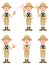 6 different gestures and facial expressions of men in explorer clothes