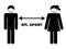 6 ft. Apart Man Woman Stick Figure with facial mask. Pictogram Illustration Depicting Social Distancing during Pandemic Covid19