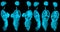 6 high resolution holographic xray renders of internal organs of man and woman - anatomical examination concept - digital medical