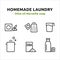 6 icons which stand for the steps for making homemade laundry. Icons designed in line art style can be used for web and print