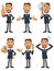 6 kinds of poses and gestures of brown and bearded businessmen