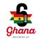 6-March-Independence Day and text with the colors of the flags of Ghana