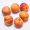 6 peaches close-up on a white background. Generative AI