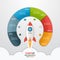 6 steps startup circle infographic template with rocket. Busines