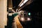 The 6 train approaching at the Astor Place subway station, in the East Village, Manhattan, New York City