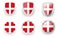 6 vector flag icons shield and cogwheel for Denmark