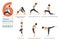 6 Yoga poses or asana posture for workout in reducing anxious energy  concept. Women exercising for body stretching. Fitness.