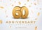 60 Anniversary gold numbers with golden confetti. Celebration 60th anniversary event party template