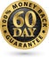 60 day 100% money back guarantee golden sign, vector illustrati