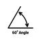 60 degree angle icon, isolated icon with angle symbol and text