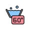 60 degree washing icon. Simple color with outline vector elements of laundry icons for ui and ux, website or mobile application
