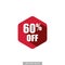 60% off in hexagon flat design vector template. For sale, promotion, and advertising