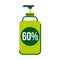 60 percent alcohol containing antiseptic in plastic bottle flat illustration