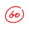 60 points illustration, sixty icon design, written with red marker - Vector