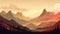 60\\\'s Style Plateau Illustration With Subtle Mountain Range