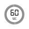 The 60 seconds icon, digital timer. clock and watch, timer, countdown symbol isolated on white background, stopwatch vector icon