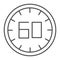 60 seconds thin line icon. 60 minutes time vector illustration isolated on white. One hour outline style design