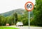 60 speed limit road sign background