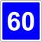 60 suggested speed road sign